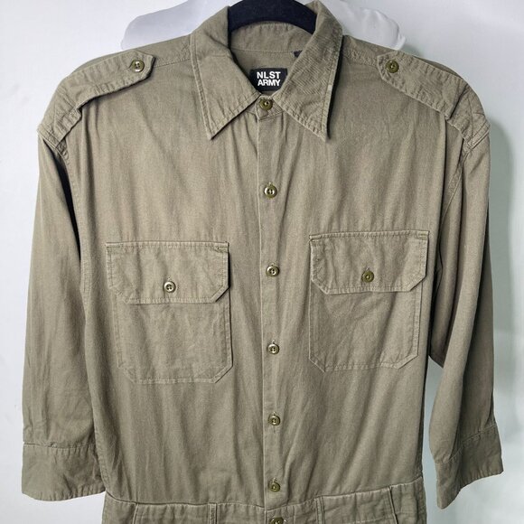 NLST ARMY Women's Dark Green Button Down 3/4 Sleeve Romper Size Small - Picture 2 of 8